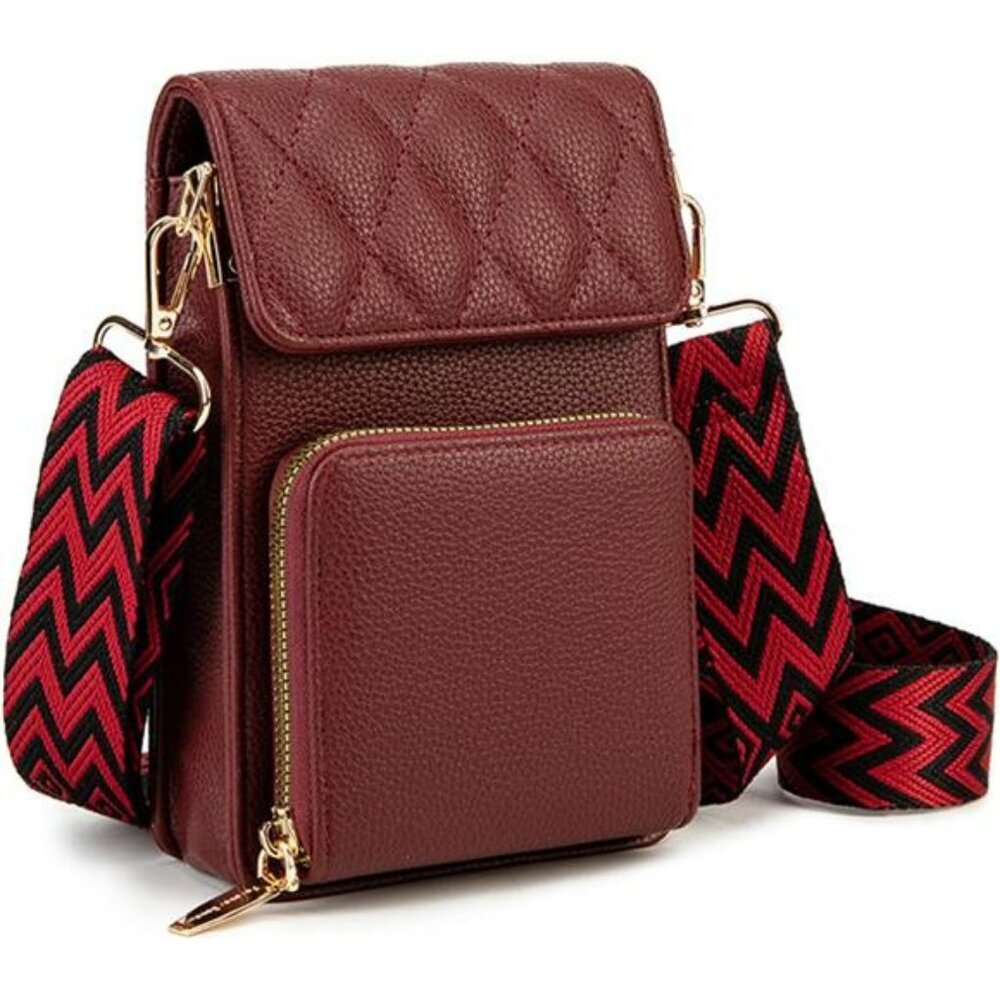 Small Leather Crossbody Bag for Women with Guitar Strap Mini Shoulder Purse